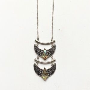 Silver Abalone Tribal Pendant Necklace